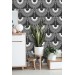 Art deco wallpaper cranes, statement accent wall covering