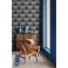Art deco wallpaper cranes, statement accent wall covering