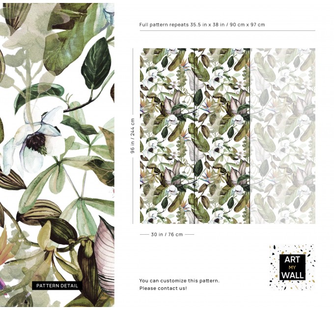 Wallpaper tropical leaves Peel and stick floral botanical wallpaper