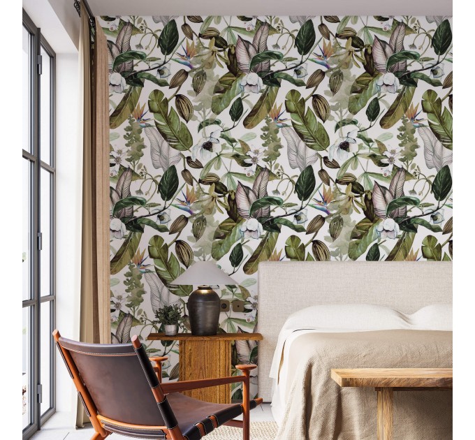 Wallpaper tropical leaves Peel and stick floral botanical wallpaper