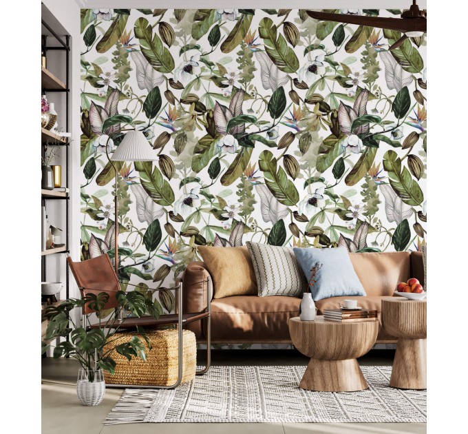 Wallpaper tropical leaves Peel and stick floral botanical wallpaper