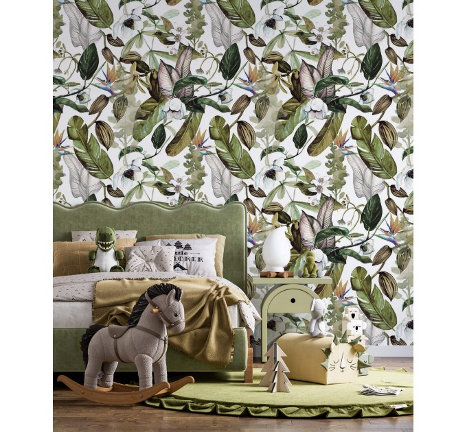 Wallpaper tropical leaves Peel and stick floral botanical wallpaper