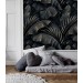 Dark tropical wallpaper large banana leaves