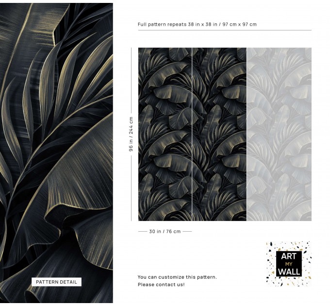 Dark tropical wallpaper large banana leaves