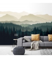 Misty forest wallpaper mural nature landscape