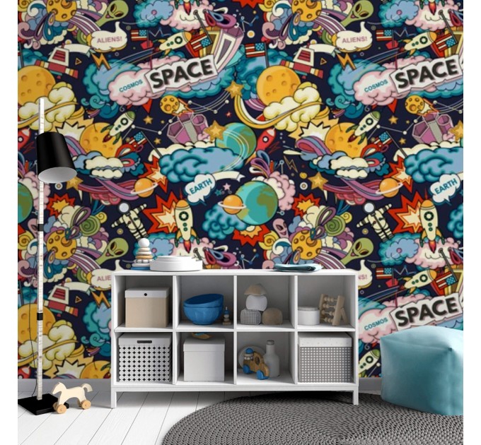 Kids wallpaper space planets and stars