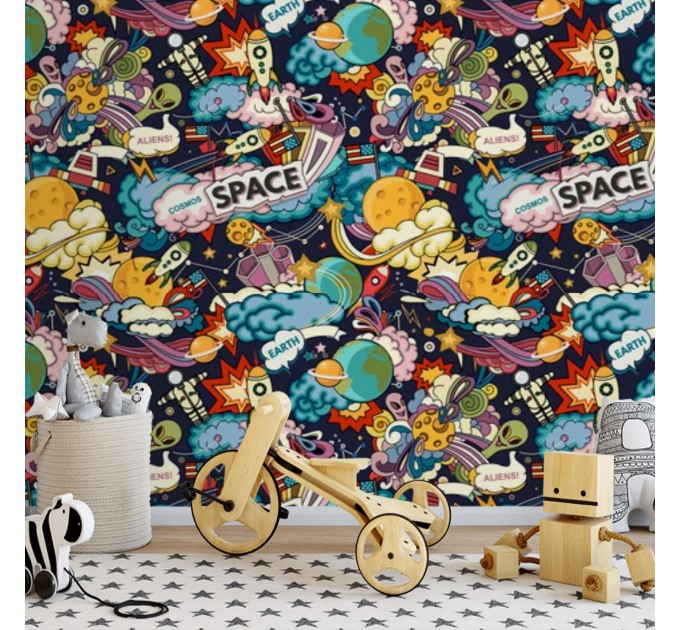 Kids wallpaper space planets and stars