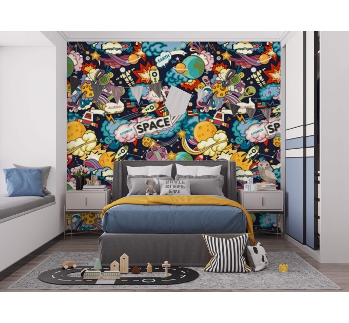 Kids wallpaper space planets and stars
