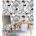 Graffiti monochrome wallpaper Urban style teenage room