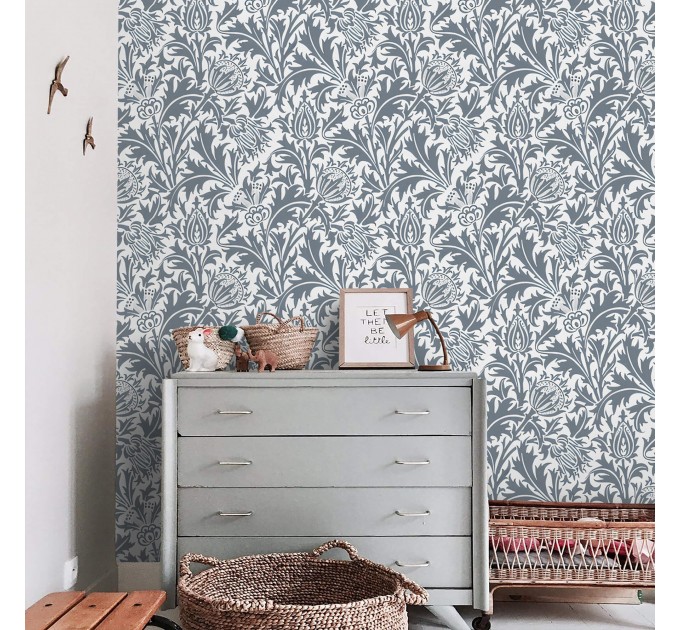 Vintage botanical wallpaper flowers and leaves