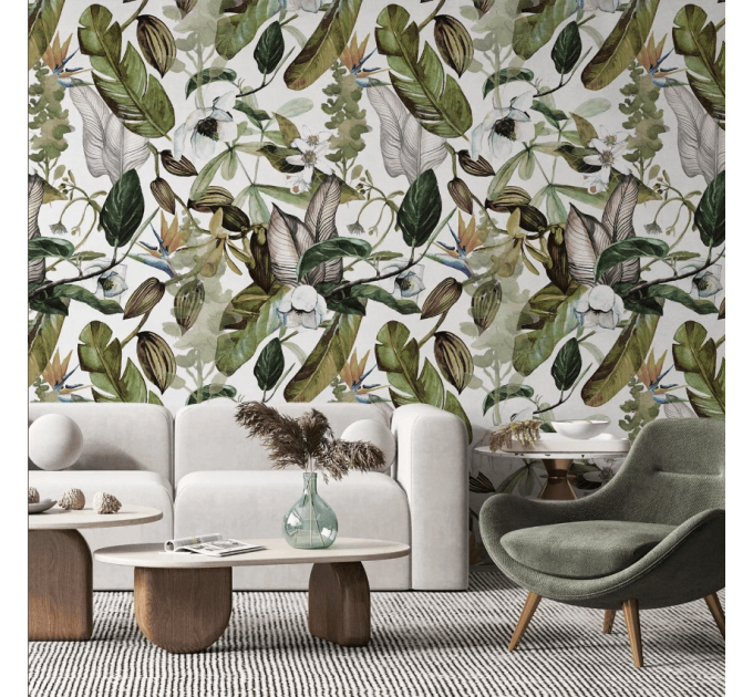 Wallpaper tropical leaves Peel and stick floral botanical wallpaper
