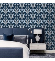 Art Deco style wallpaper dark blue white Art Deco style wallpaper dark blue white