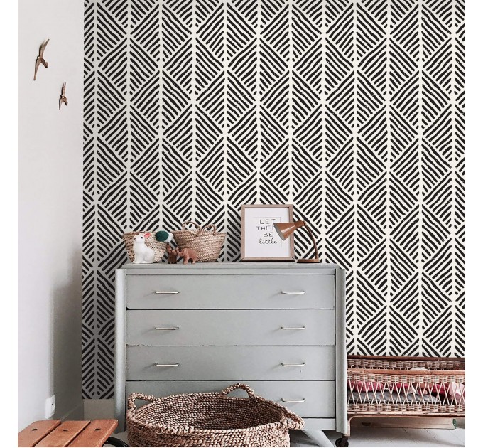 Black and white geometric wallpaper Abstract wall covering