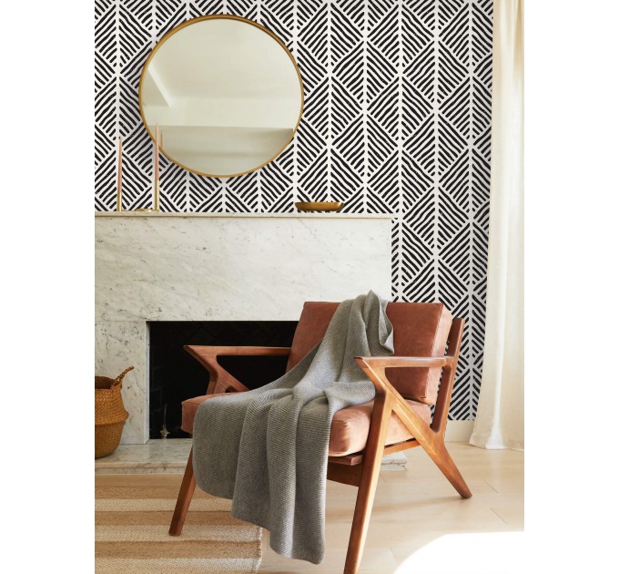 Black and white geometric wallpaper Abstract wall covering