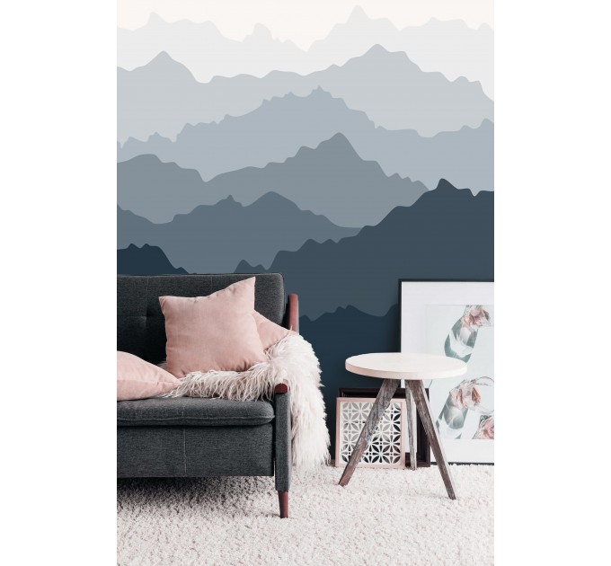 Foggy landscape wallpaper mural Misty mountains wall decor