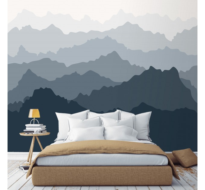 Foggy landscape wallpaper mural Misty mountains wall decor