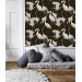 Dark wallpaper with cranes Japanese style wall covering