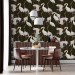 Dark wallpaper with cranes Japanese style wall covering