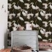 Dark wallpaper with cranes Japanese style wall covering