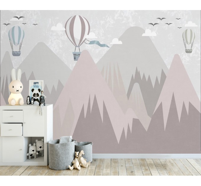 Girls room mountains wall mural Nursery wallpaper