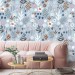 Floral wallpaper blue flowers Girls nursery  accent decor