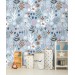 Floral wallpaper blue flowers Girls nursery  accent decor