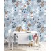 Floral wallpaper blue flowers Girls nursery  accent decor