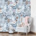 Floral wallpaper blue flowers Girls nursery  accent decor