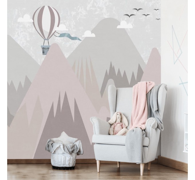 Girls room mountains wall mural Nursery wallpaper