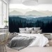 Foggy forest wall mural dark blue mountains