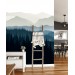 Foggy forest wall mural dark blue mountains
