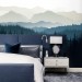 Foggy forest wall mural dark blue mountains