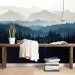 Foggy forest wall mural dark blue mountains