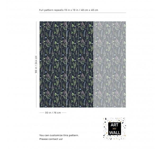 Dark botanical wallpaper herbs and flowers