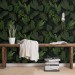 Dark green botanical wallpaper large leaves