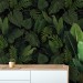 Dark green botanical wallpaper large leaves