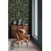 Deep green botanical wallpaper flowers and leaves