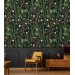 Deep green botanical wallpaper flowers and leaves