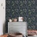 Dark botanical wallpaper herbs and flowers