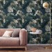 Dark palm leaves watercolor wallpaper tropical design