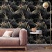 Exotic palm leaf wallpaper, moody tropical decor