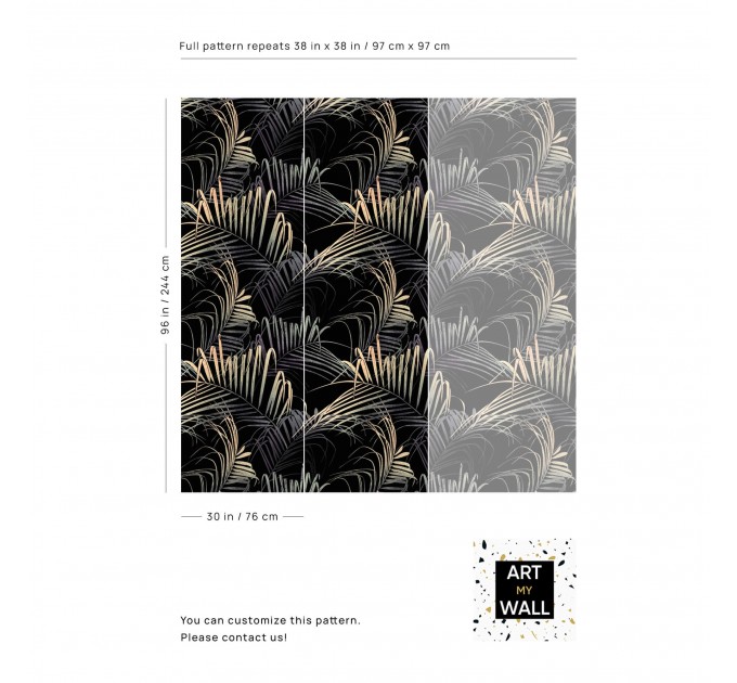 Exotic palm leaf wallpaper, moody tropical decor