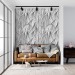 Modern black & white abstract leaf pattern wallpaper