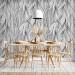 Modern black & white abstract leaf pattern wallpaper