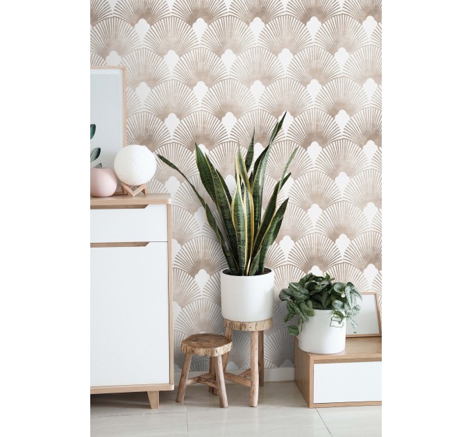 Art deco fans wallpaper neutral and elegant pattern