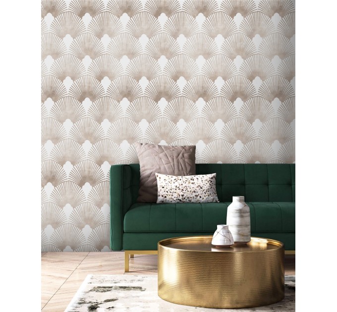 Art deco fans wallpaper neutral and elegant pattern