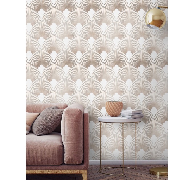 Art deco fans wallpaper neutral and elegant pattern