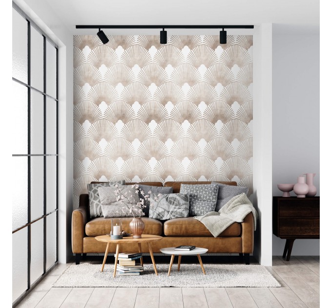 Art deco fans wallpaper neutral and elegant pattern