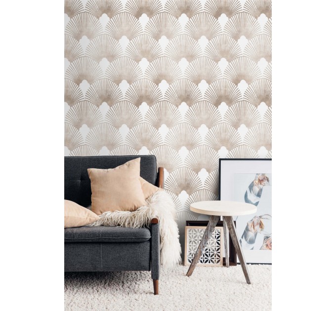Art deco fans wallpaper neutral and elegant pattern