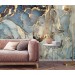 Abstract wall mural blue gold non metallic art wallpaper